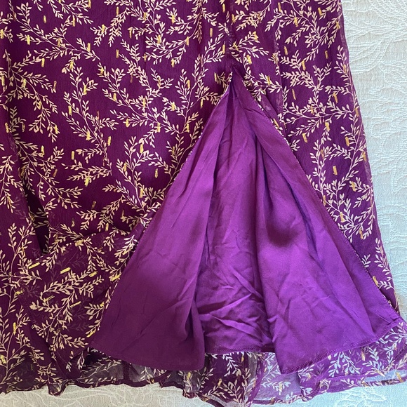 TABATA Midi Skirt  Imprime Feuillages Fond Violet NWT (US4/EU36) - Picture 4 of 12